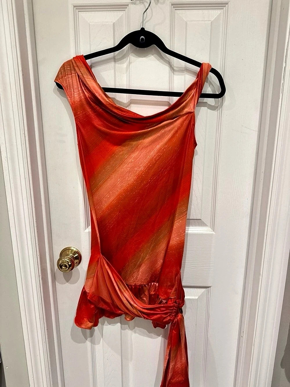 Revolve Orange Draped Tie Mini Dress